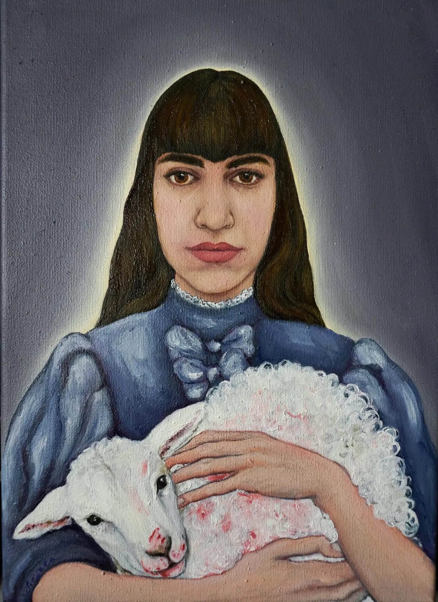 Selfportrait with a lamb 01